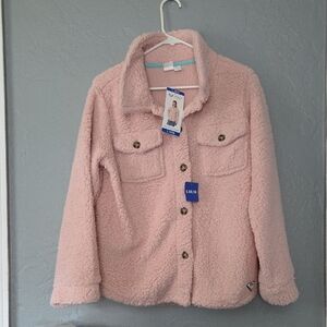 Roxy Light Pink Sherpa Jean Jacket for Kids